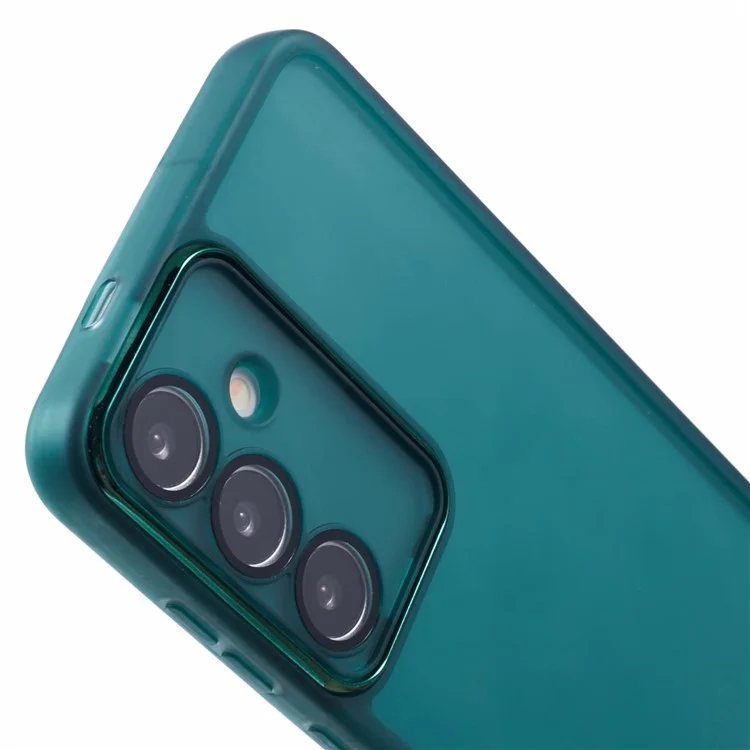 Série DKSM para Samsung Galaxy A14 5G / Capa A14 4G Moldura da Câmera Eletrodourada TPU - Verde Exército Transparente