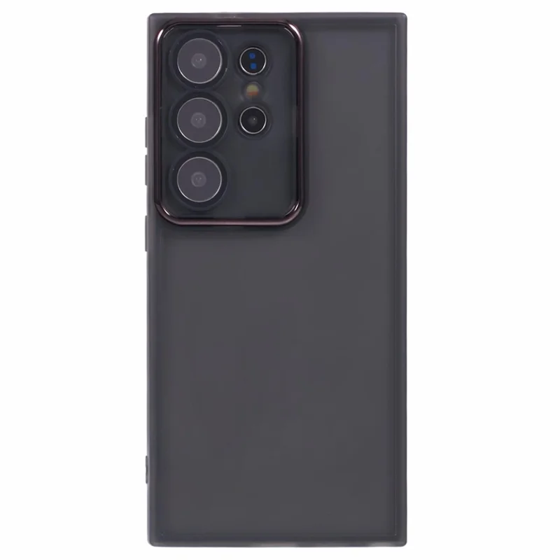 DKSM-Serie für Samsung Galaxy S23 Ultra Case Elektroplattierter Kamerarahmen TPU Handyhülle - Transparent Schwarz
