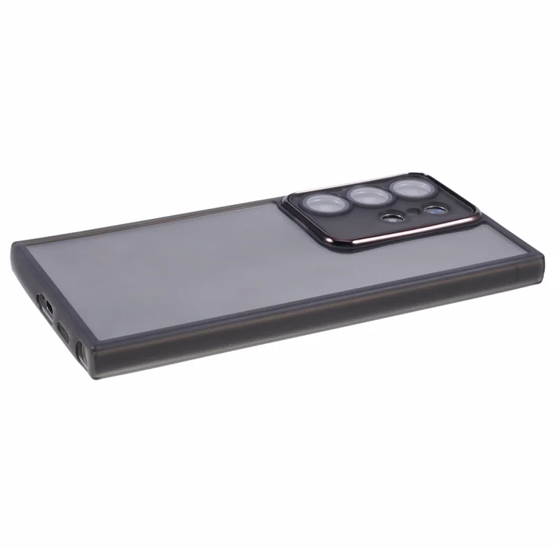 DKSM-Serie für Samsung Galaxy S23 Ultra Case Elektroplattierter Kamerarahmen TPU Handyhülle - Transparent Schwarz