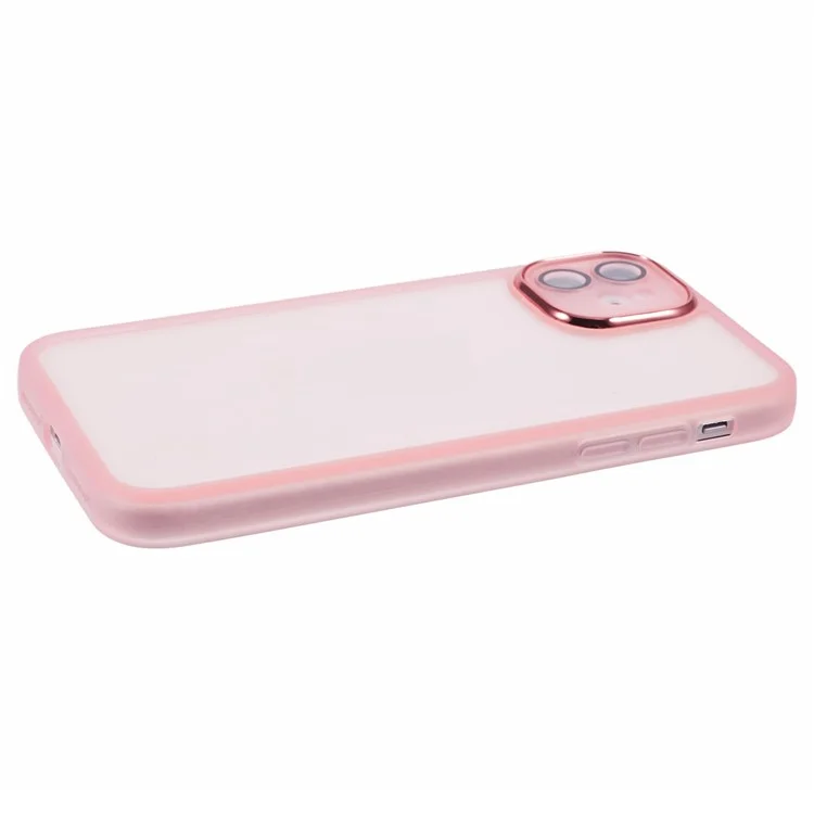 DKSM Series For iPhone 12 Case Electroplated Camera Frame TPU Phone Cover - Transparent Pink