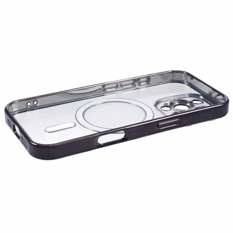 For iPhone 16 Pro Magnetic Case Soft TPU Electroplating Phone Cover with Lens Film - Black