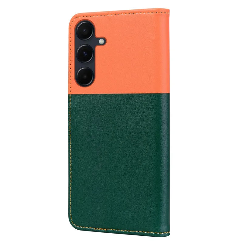 Cartoon Pet Series for Samsung Galaxy A55 5G Wallet Case Splicing Leather Phone Cover - Blackish Green