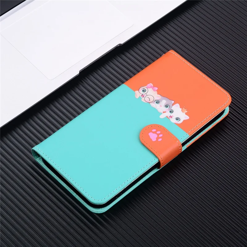 Serie di animali da cartone per Xiaomi Redmi Note 13 4G Custodia Wallet Phone Case Splicing Leather Flip Cover - Blu Cielo