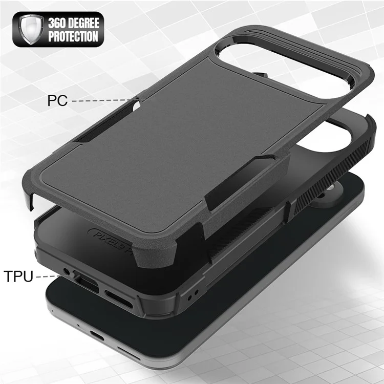Per Google Pixel 9 Pro XL Case PC+TPU 2-in-1 Custodia Antiurto - Nero