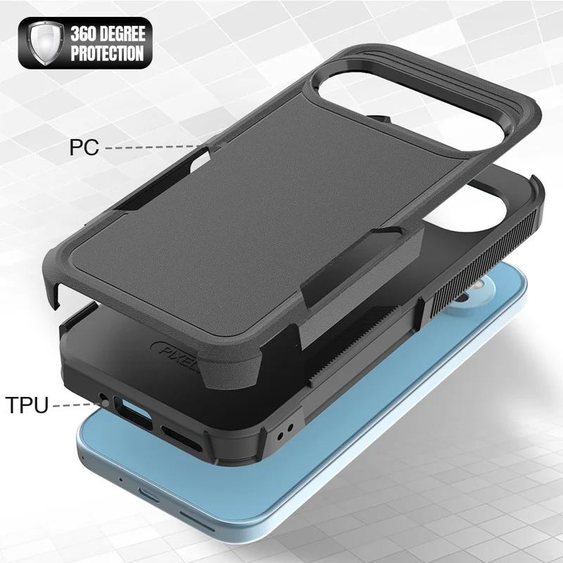 For Google Pixel 9 / 9 Pro Phone Case Shockproof 2-in-1 PC+TPU Cover - Black