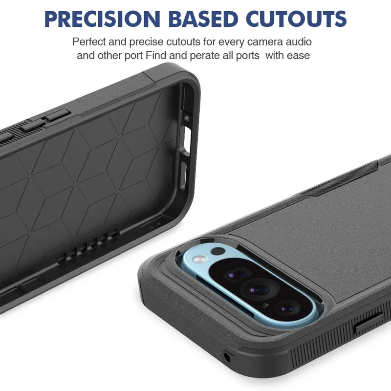 For Google Pixel 9 / 9 Pro Phone Case Shockproof 2-in-1 PC+TPU Cover - Black