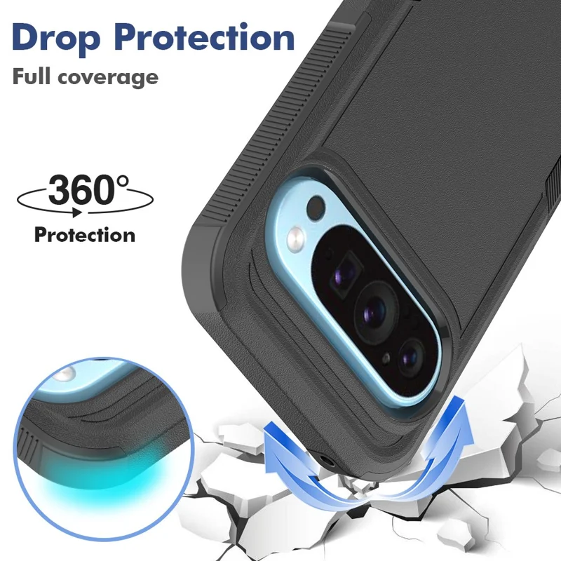 For Google Pixel 9 / 9 Pro Phone Case Shockproof 2-in-1 PC+TPU Cover - Black
