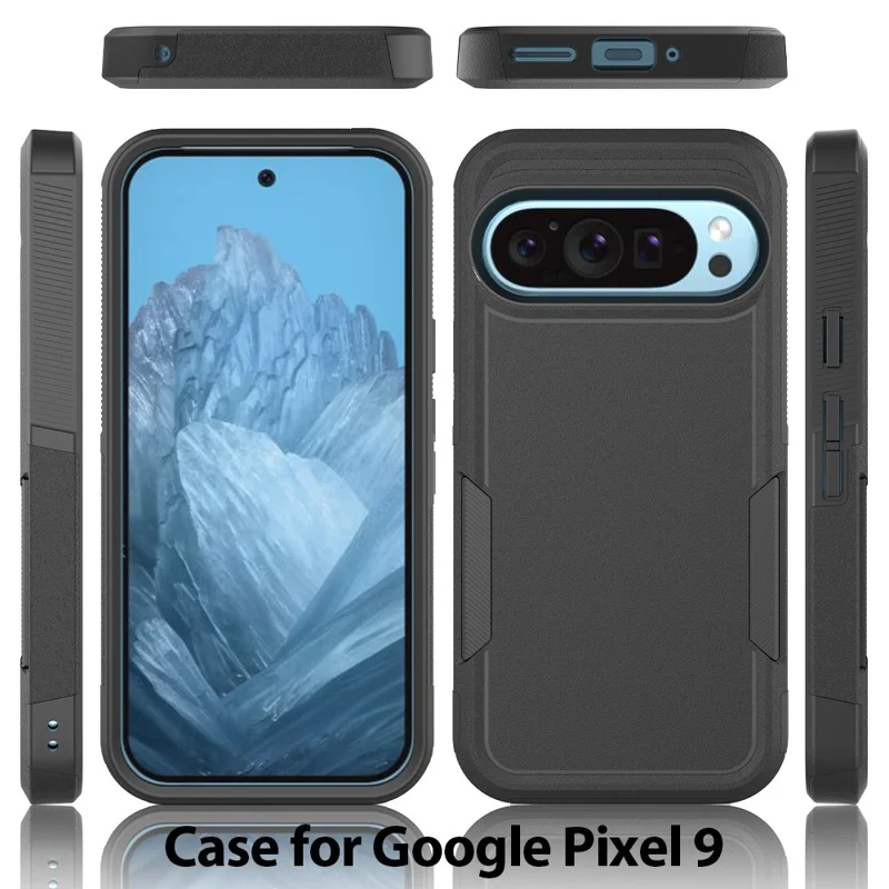 For Google Pixel 9 / 9 Pro Phone Case Shockproof 2-in-1 PC+TPU Cover - Black