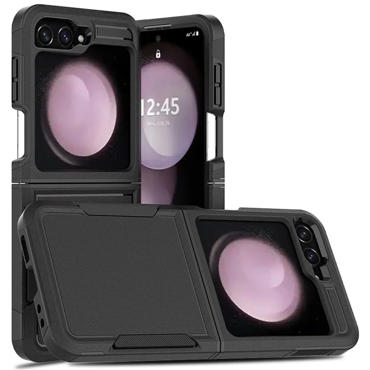Funda para Samsung Galaxy Z Flip6 5G / Z Flip5 5G, funda protectora de PC+TPU de 2 en 1 anti-golpes - negro