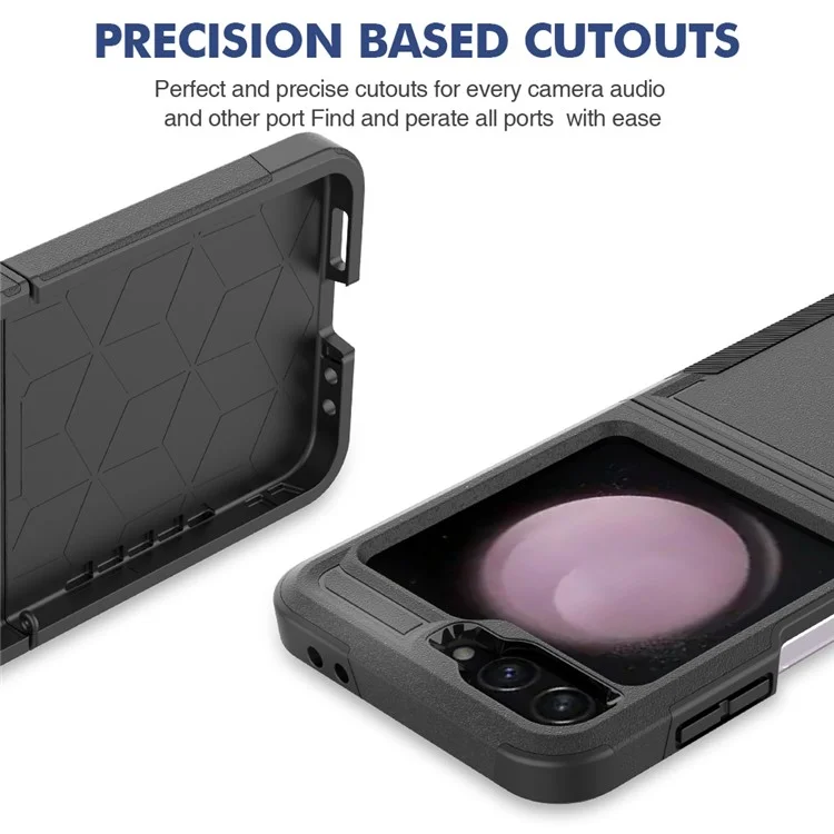 Funda para Samsung Galaxy Z Flip6 5G / Z Flip5 5G, funda protectora de PC+TPU de 2 en 1 anti-golpes - negro