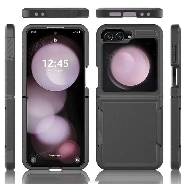 Funda para Samsung Galaxy Z Flip6 5G / Z Flip5 5G, funda protectora de PC+TPU de 2 en 1 anti-golpes - negro