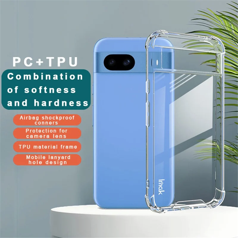 IMAK til Google Pixel 8a Case Stødfast Airbag-hjørner PC+TPU Telefonbeskyttelse