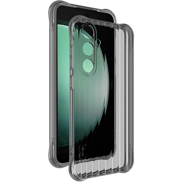 IMAK For Samsung Galaxy S24 FE Case TPU Phone Cover Corrugated Texture - Transparent Black