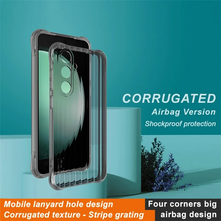 IMAK For Samsung Galaxy S24 FE Case TPU Phone Cover Corrugated Texture - Transparent Black