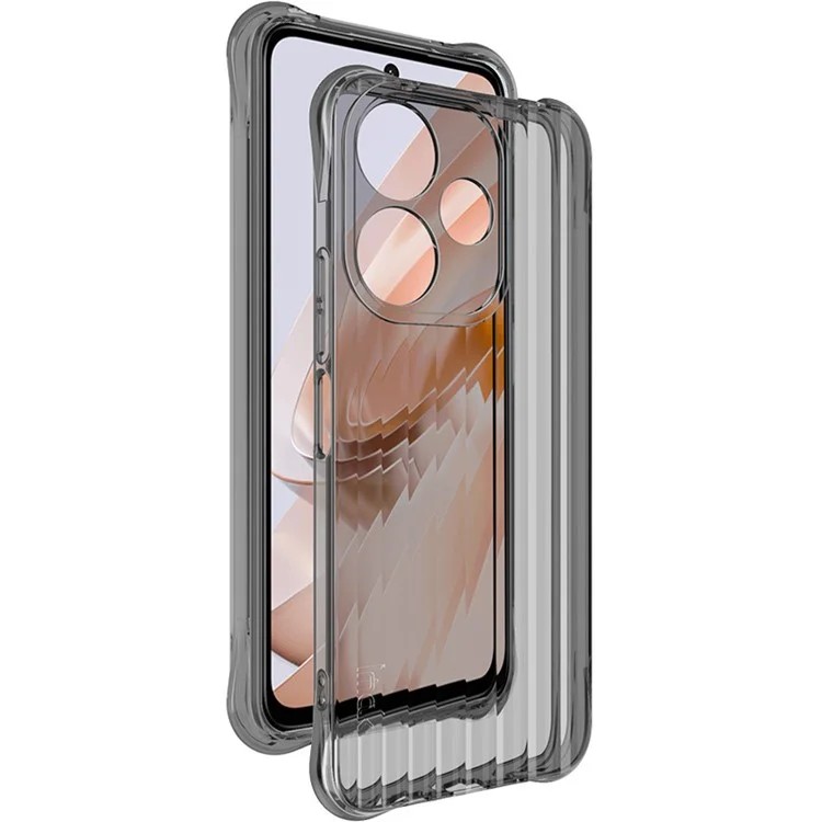 IMAK For Xiaomi Redmi 13 5G / 4G / Poco M6 4G / Redmi Note 13R 5G TPU Phone Case Corrugated Texture - Transparent Black