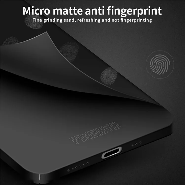 PINWUYO PC Series pour iPhone 16 Étui ultra fin en PC dur Coque de protection téléphone - Noir