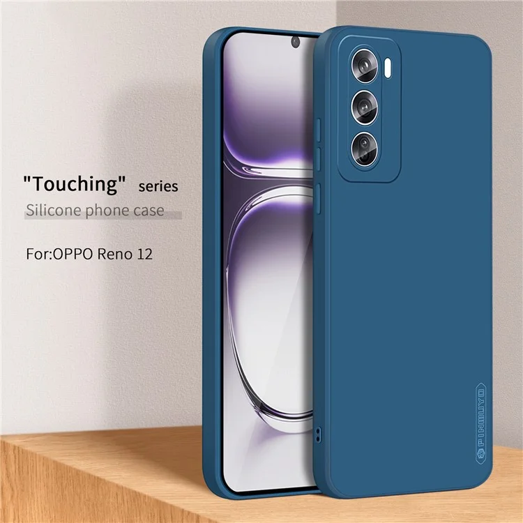 PINWUYO JK Touching Series For Oppo Reno12 5G (Global) Case Silk Touch Soft TPU Phone Cover - Navy Blue