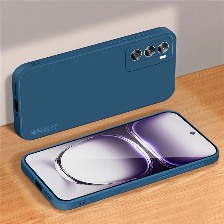 PINWUYO JK Touching Series For Oppo Reno12 5G (Global) Case Silk Touch Soft TPU Phone Cover - Navy Blue