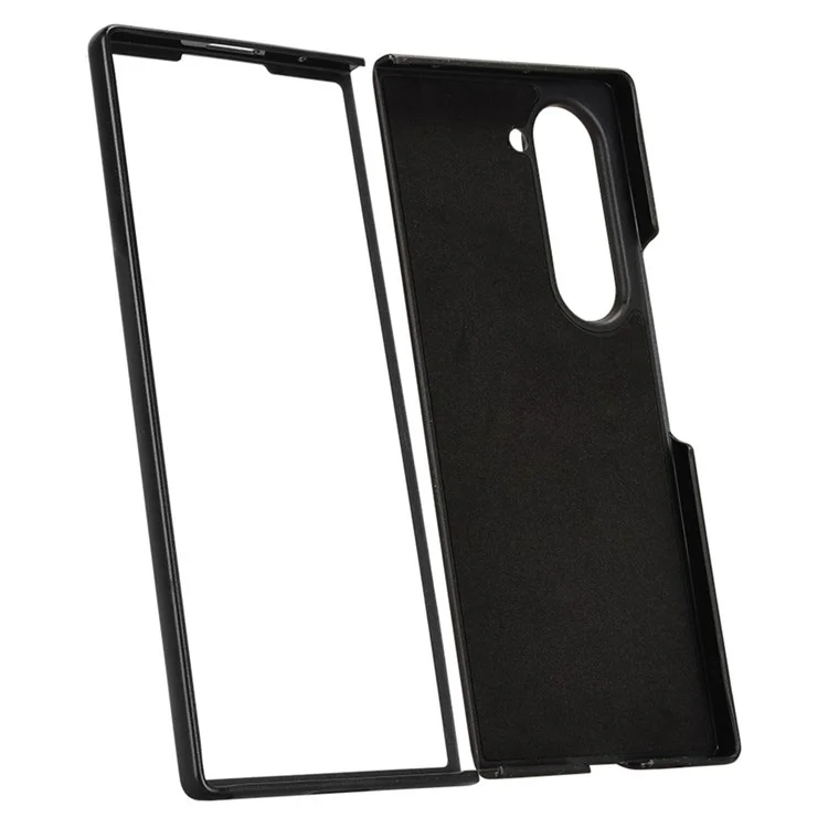 For Samsung Galaxy Z Fold6 5G Case Retro Leather Coated PC Phone Cover with Pens Slot - Blue