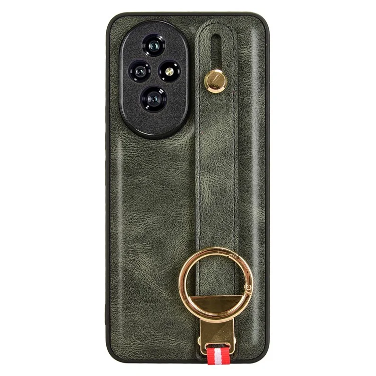 For Honor 200 Pro 5G Case Bottle Opener Wristband Kickstand Leather Back Cover - Green
