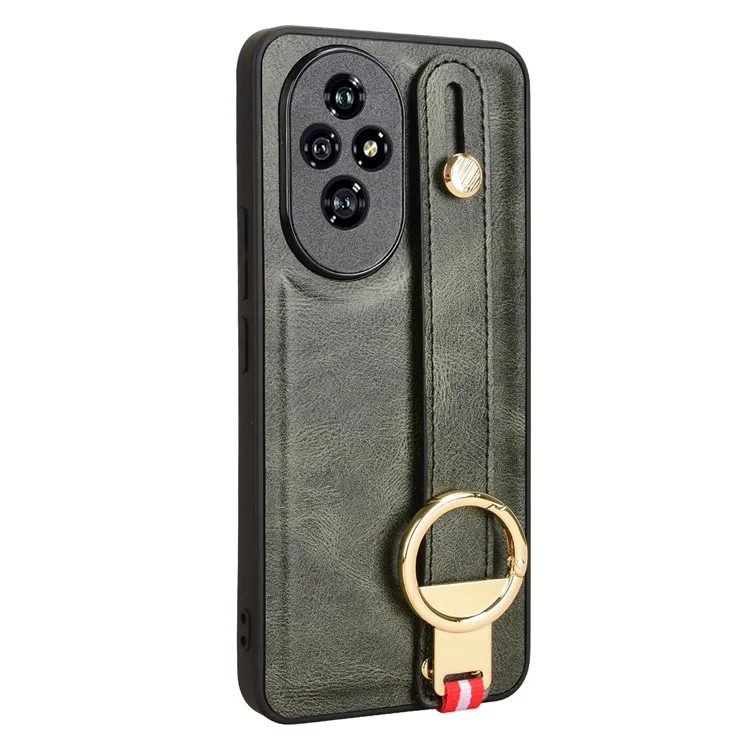 For Honor 200 Pro 5G Case Bottle Opener Wristband Kickstand Leather Back Cover - Green