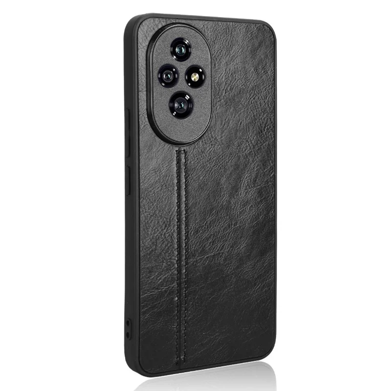 For Honor 200 5G Case Stitching Line PU Leather Coating Hybrid Phone Cover - Black