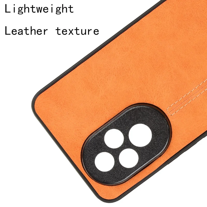 For Honor 200 5G Case Stitching Line PU Leather Coating Hybrid Phone Cover - Orange