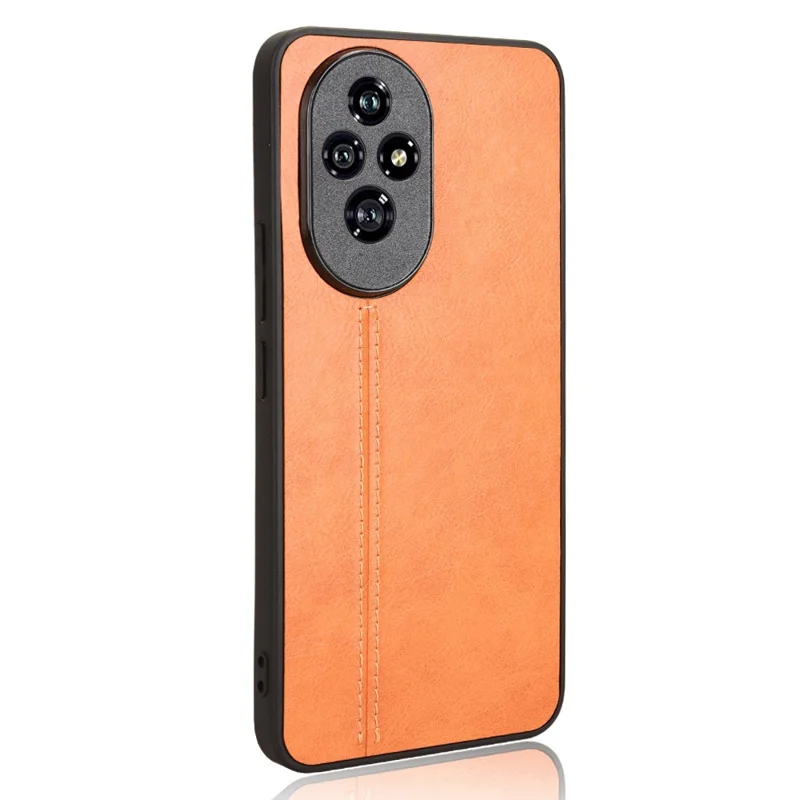 For Honor 200 5G Case Stitching Line PU Leather Coating Hybrid Phone Cover - Orange