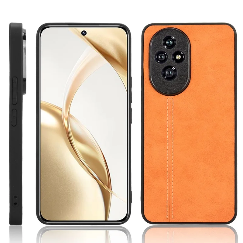 For Honor 200 5G Case Stitching Line PU Leather Coating Hybrid Phone Cover - Orange