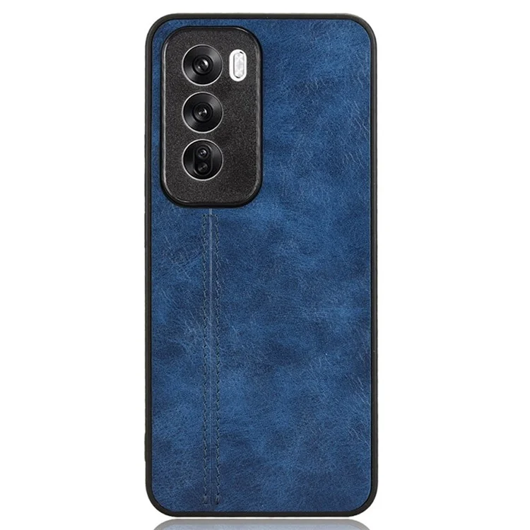 For Oppo Reno12 5G (Global) Case Stitching Line PU Leather Coated PC+TPU Phone Cover - Blue