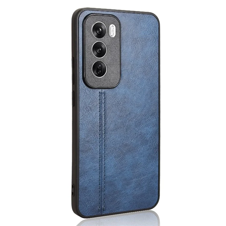 For Oppo Reno12 5G (Global) Case Stitching Line PU Leather Coated PC+TPU Phone Cover - Blue
