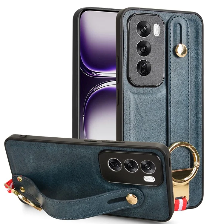 For Oppo Reno12 5G (Global) Case Leather+PC+TPU Phone Cover with Bottle Opener - Blue