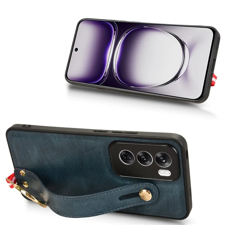 For Oppo Reno12 5G (Global) Case Leather+PC+TPU Phone Cover with Bottle Opener - Blue