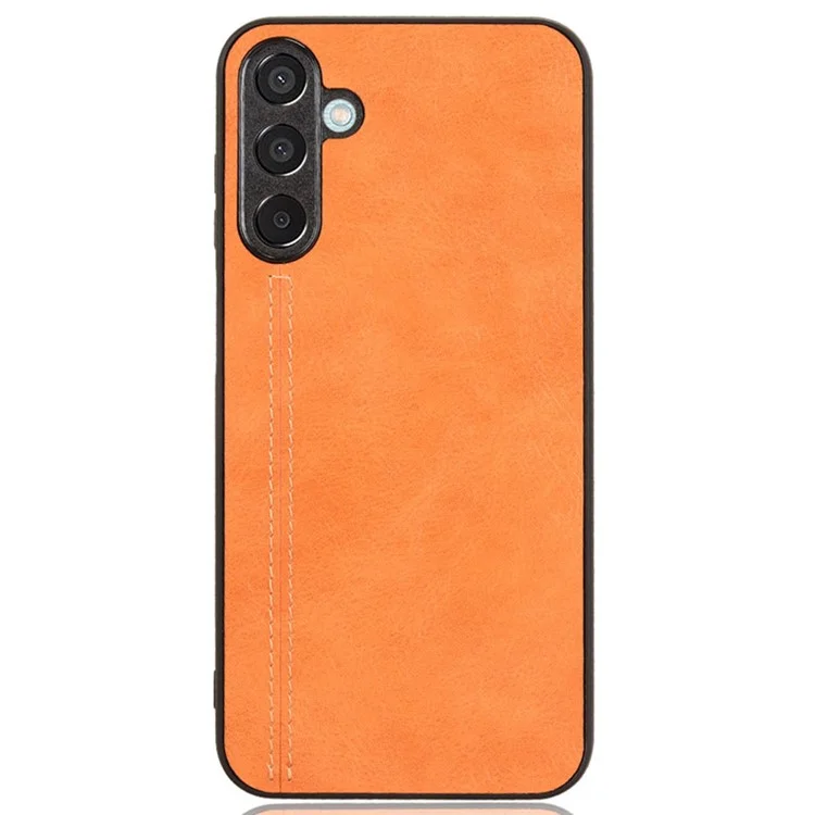 Para Samsung Galaxy M15 5G Funda de Piel Revestida de PC + TPU Línea de Costura - Naranja