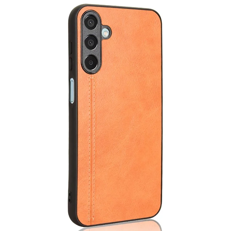 Para Samsung Galaxy M15 5G Funda de Piel Revestida de PC + TPU Línea de Costura - Naranja