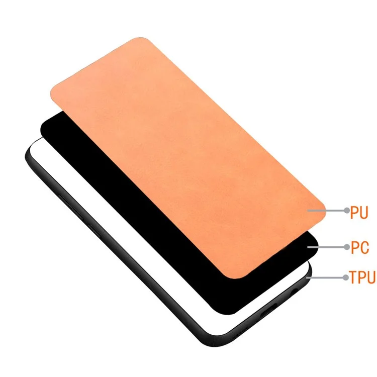 Para Samsung Galaxy M15 5G Funda de Piel Revestida de PC + TPU Línea de Costura - Naranja