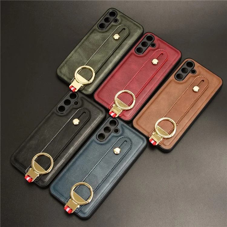 Per Samsung Galaxy M15 5G Case Bottiglia Opener Polso Pelle+PC+TPU Custodia telefonica - Marrone