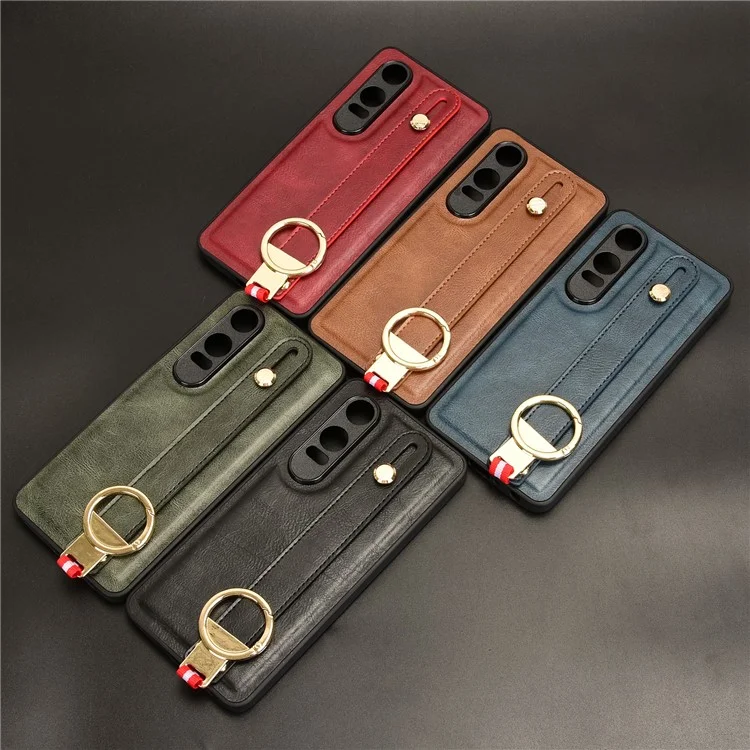 Pour OnePlus Nord CE4 Lite 5G / Oppo K12x 5G (Chine) Étui Bracelet Support en Cuir+PC+TPU - Marron