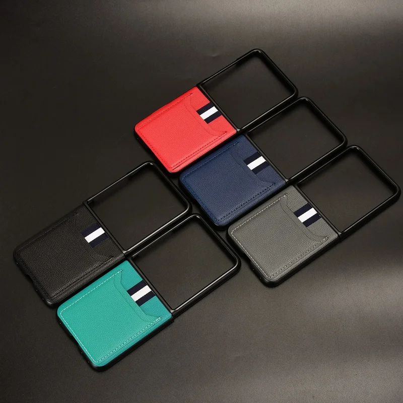 Para Motorola Razr 50 Ultra 5G Case Litchi Texture Card Holder Leather+PC Phone Cover - Verde