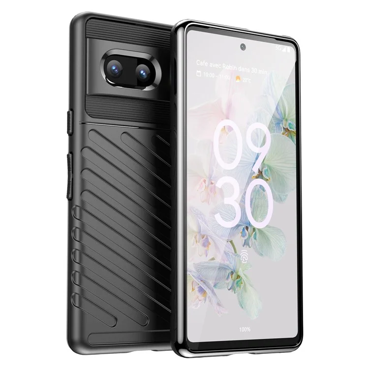 Para Google Pixel 7 5G Thunder Series Twill Texture Thickened TPU Case Anti-scratch Cell Phone Cover - Negro
