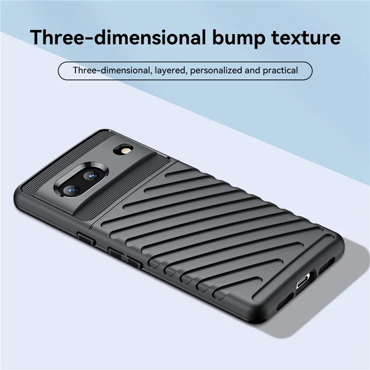 Para Google Pixel 7 5G Thunder Series Twill Texture Thickened TPU Case Anti-scratch Cell Phone Cover - Negro
