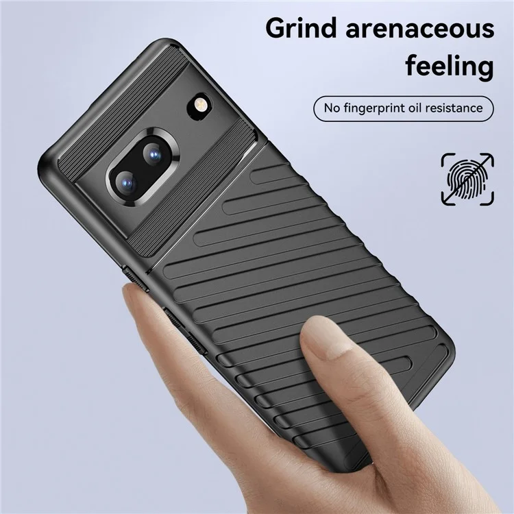 Para Google Pixel 7 5G Thunder Series Twill Texture Thickened TPU Case Anti-scratch Cell Phone Cover - Negro