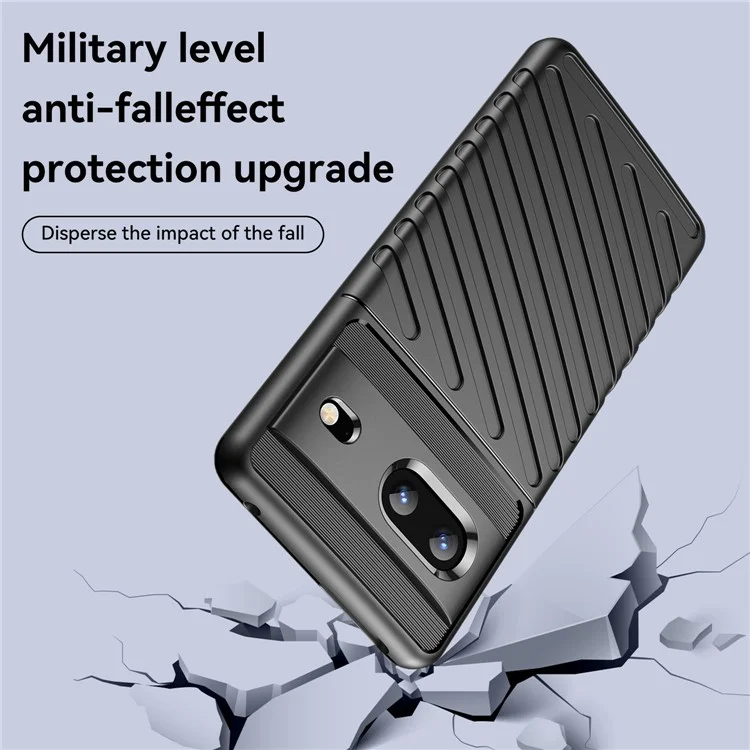 Para Google Pixel 7 5G Thunder Series Twill Texture Thickened TPU Case Anti-scratch Cell Phone Cover - Negro