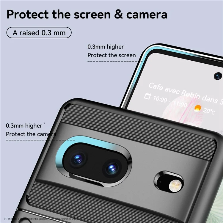 Para Google Pixel 7 5G Thunder Series Twill Texture Thickened TPU Case Anti-scratch Cell Phone Cover - Negro