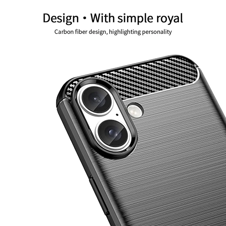 MOFI JK TPU Series-1 For iPhone 16 TPU Case Brushed Carbon Fiber Texture Phone Cover - Black
