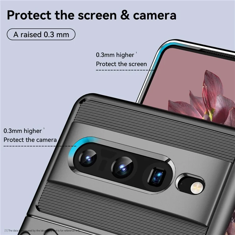 Для Google Pixel 7 Pro Thunder Series Twill Texture Phone Case Thickened TPU Anti-fingerprint Shockproof Cover - Black