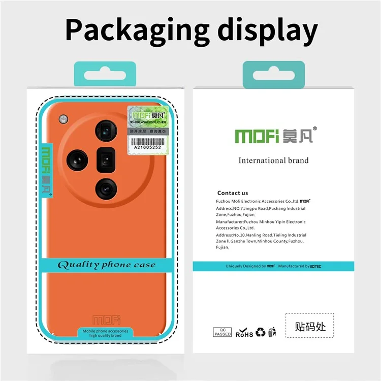 MOFI JK Qin Série Pour Oppo Find X7 5G Étui Skin Touch TPU+Acrylique Housse de Téléphone - Orange