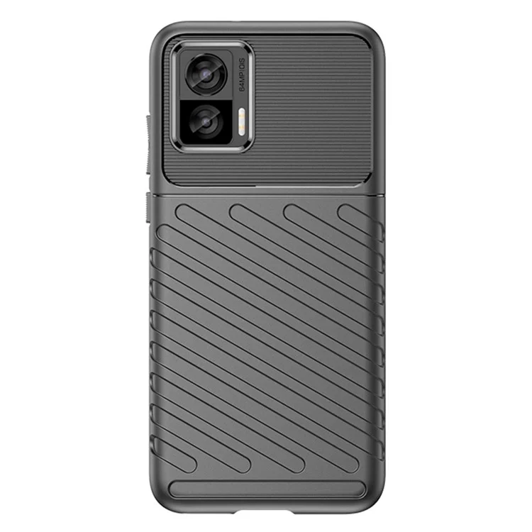 Para Motorola Edge 30 Neo 5G Thunder Series Anti-drop Thickened TPU Back Cover Twill Texture Phone Case - Black