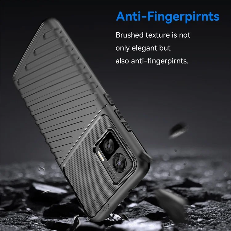 Para Motorola Edge 30 Neo 5G Thunder Series Anti-drop Thickened TPU Back Cover Twill Texture Phone Case - Black
