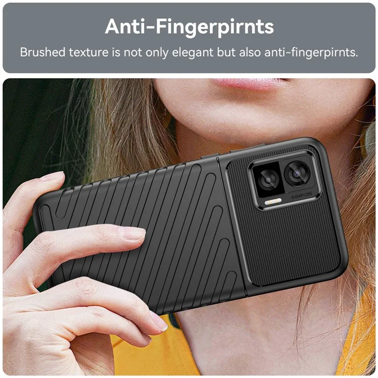 Para Motorola Edge 30 Neo 5G Thunder Series Anti-drop Thickened TPU Back Cover Twill Texture Phone Case - Black